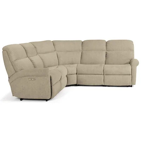 Casual 5 Piece Power Reclining Sectional with USB Ports